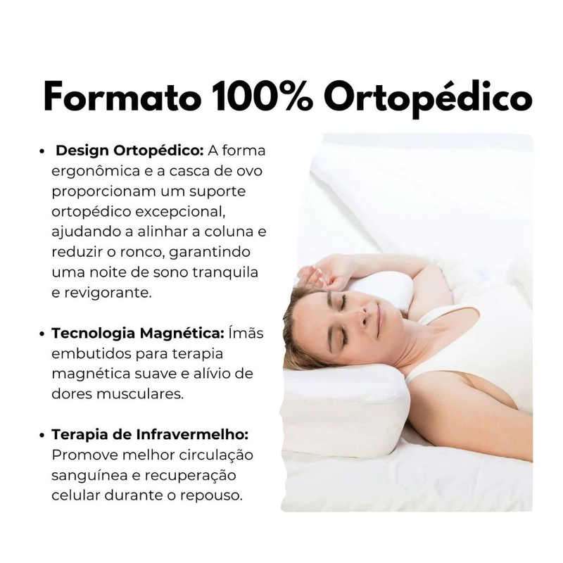 Kit 2 Travesseiros Ortopédicos Magnéticos - Fibra de Bambu - Espuma Lenta de Memória