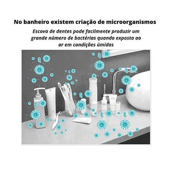 Esterilizador de Escova de Dentes  - Dispenser de Pasta Automático - Mata 99% dos Germes