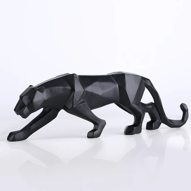 Pantera Negra Estátua Animal - Resina Escultura Abstrata - Decoração Estilo Geométrico