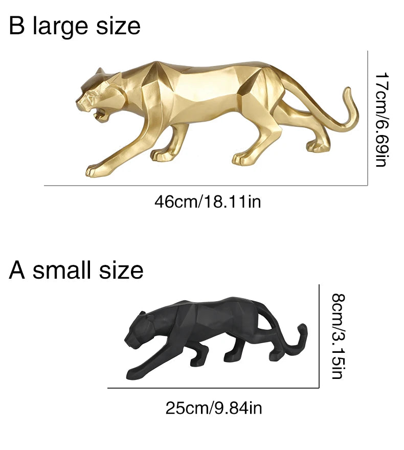 Pantera Negra Estátua Animal - Resina Escultura Abstrata - Decoração Estilo Geométrico