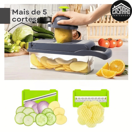 Cortador e Fatiador Multifunções - Mais de 15 utilidades - Lâmina de aço Inox