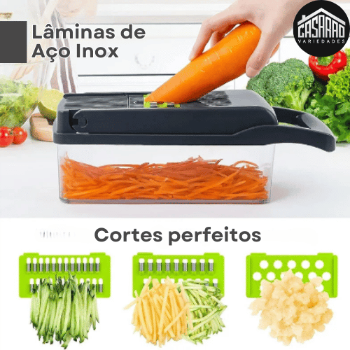 Cortador e Fatiador Multifunções - Mais de 15 utilidades - Lâmina de aço Inox