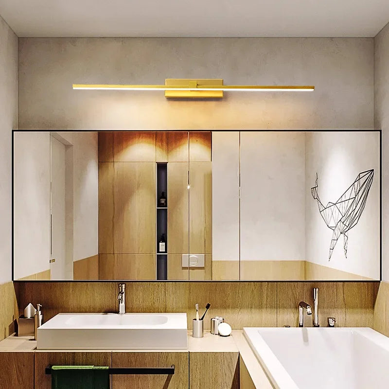 Lâmpada de Parede LED  - Moderna para Banheiro - Lâmpada Espelho Dourado - Aplique para Quarto - Sala de estar