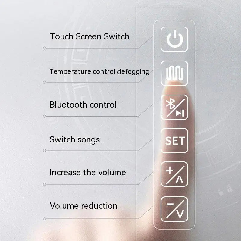 Espelho Inteligente Bluetooth - LED na Parte de Trás - Desembaçamento Automático