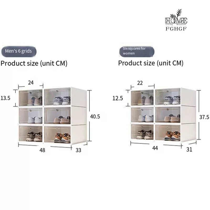 Kit com 20 caixa De Armazenamento De Sapato - Em Acrílico - Caixa Organizadora Estilo Gaveta, Dobrável, Sucção Magnética, Armazenamento de sapatos